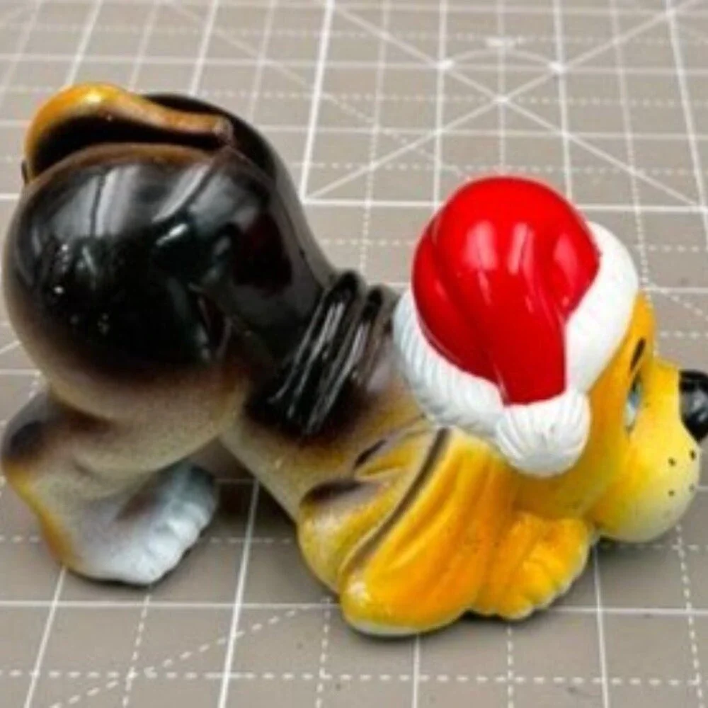 Vintage Plastic Christmas Beagle Puppy Santa Figures 4